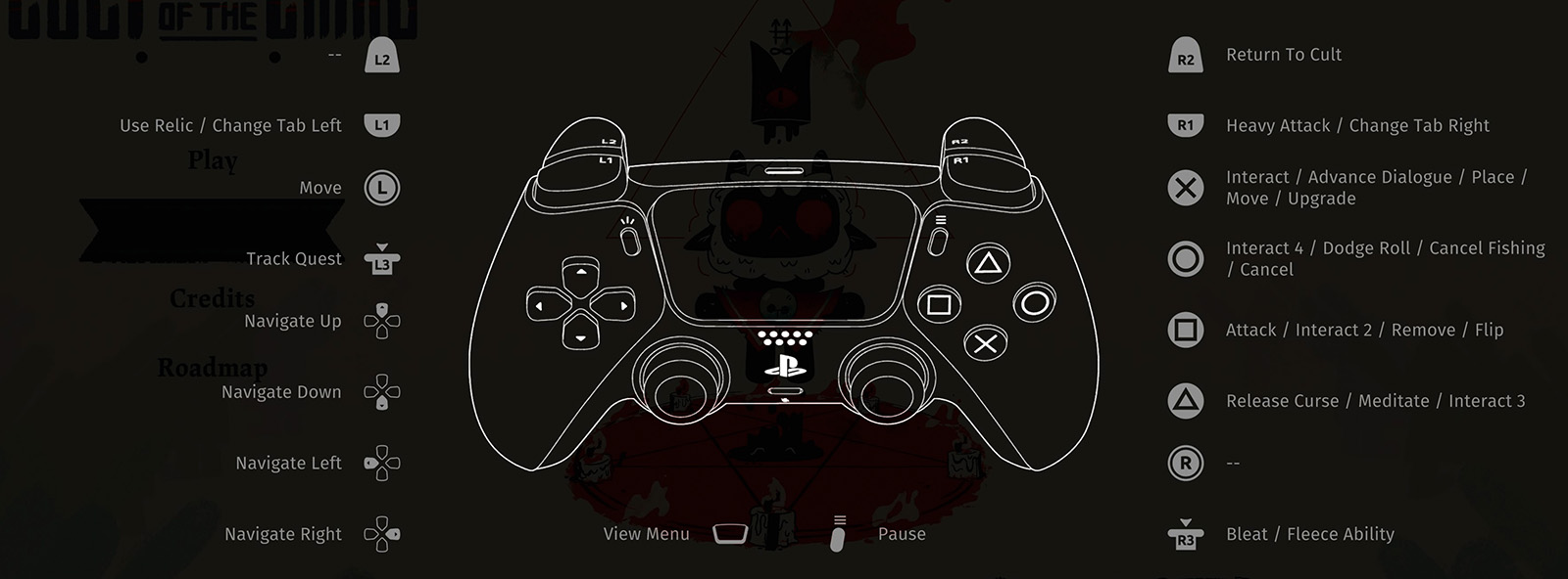 Cult of the Lamb Controls (PlayStation)