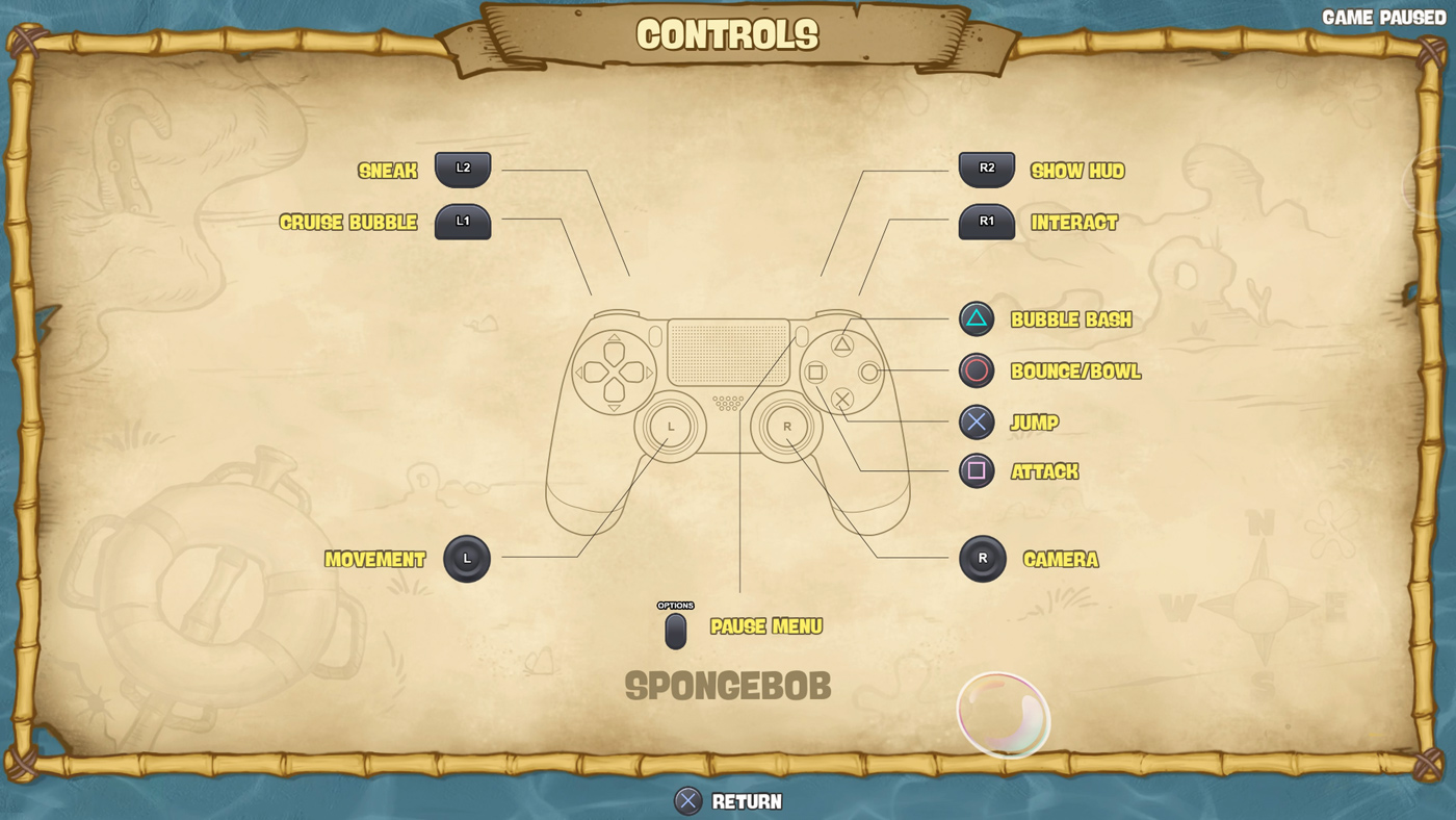 SpongeBob SquarePants Playstation Controls